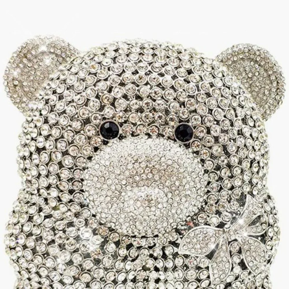 NEW Sparkling Bling Crystal Rhinestone Panda Bear Bag Clutch Purse +Gift - Picture 12 of 16